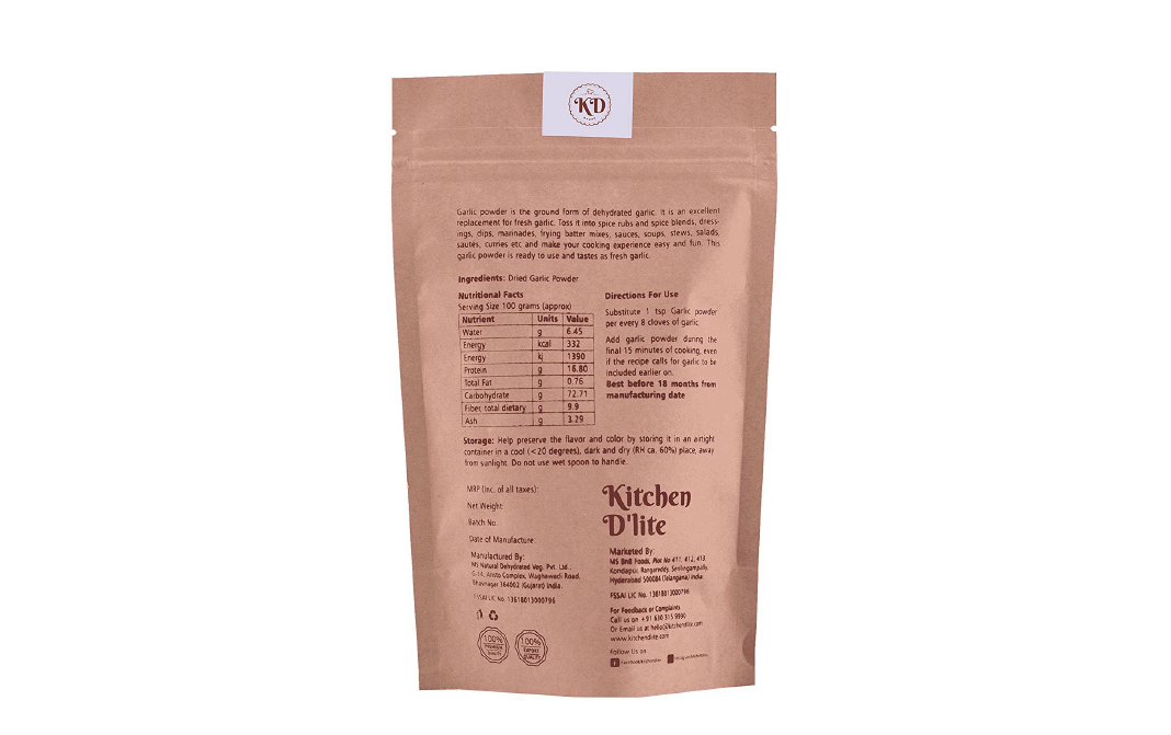 Kitchen D'lite Garlic Powder    Pack  150 grams